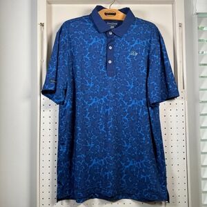 Good Good Golf Polo Shirt Men's Blue Floral  Performance Large Athletic Funky